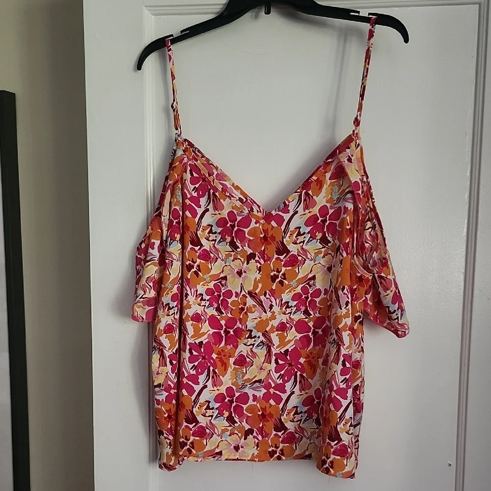 SHEIN Curve floral spaghetti strap tops with cold shoulder tops- 3 Available - Picture 12 of 13
